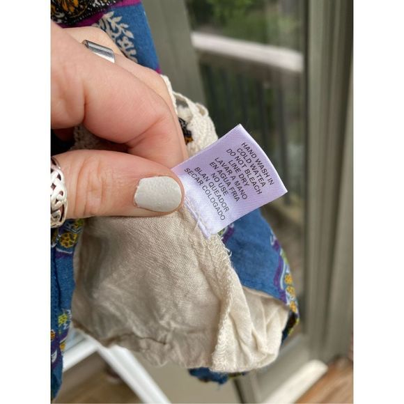 Anthropologie Entro Bohemian Multicolor Tunic Blouse Square Neck, Sz Medium - Picture 6 of 8